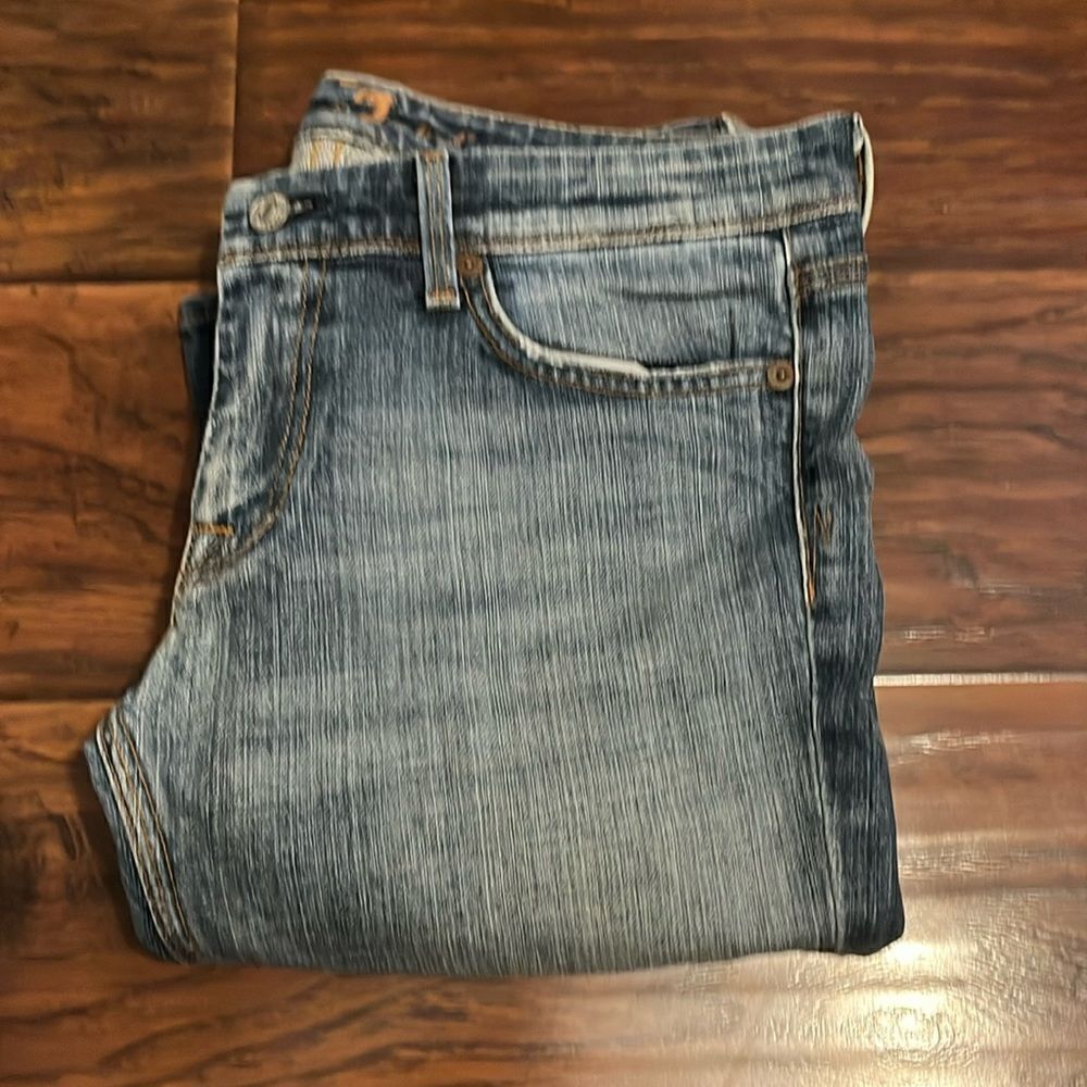 7 For All Mankind Flynt Distressed Factory Fading Denim Jeans Boho Festival